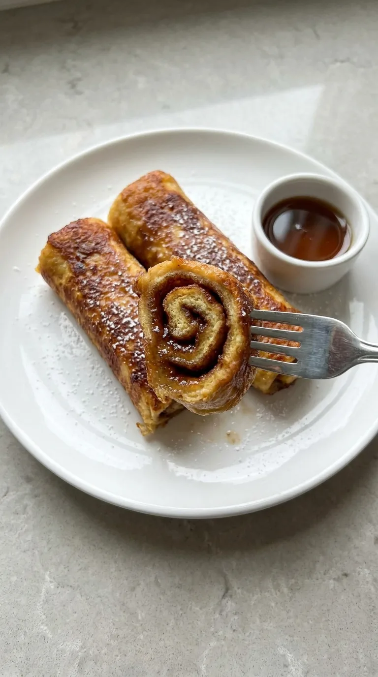 Crispy, golden French toast roll-ups coated in cinnamon sugar, looking exactly like mini cinnamon roll sticks. - View 8