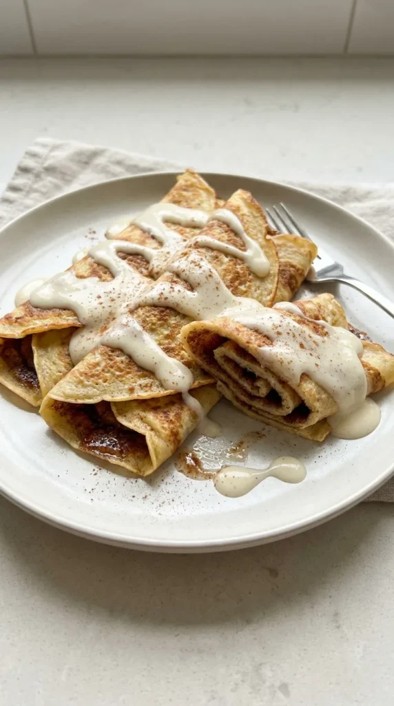 Cinnamon Roll Protein Crepes full finished recipe
