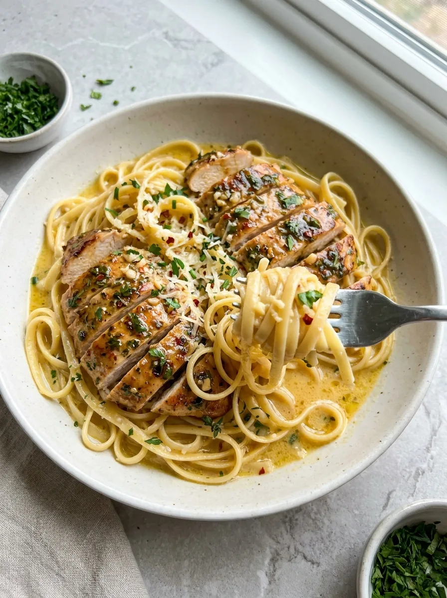 Cowboy Butter Chicken Linguine with Garlic and Herbs featured image