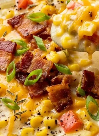 Creamy Corn Chowder with Potatoes and Bacon finished recipe