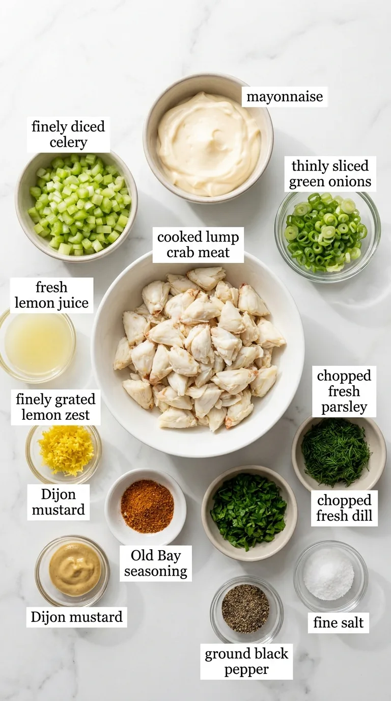 Creamy Crab Salad with Lemon and Fresh Herbs ingredients