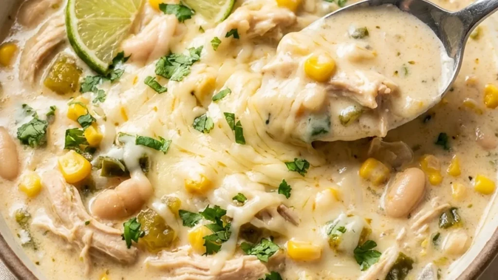 Creamy Crockpot Chicken Chili Delight finished recipe