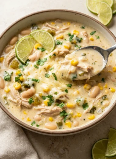 Creamy Crockpot Chicken Chili Delight finished recipe