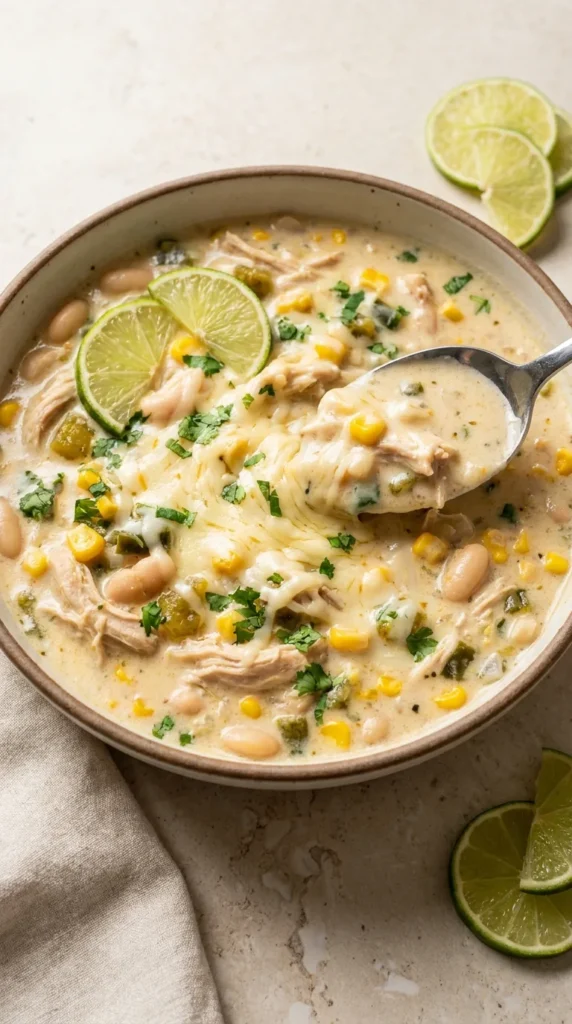 Creamy Crockpot Chicken Chili Delight full finished recipe