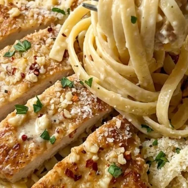 Creamy Garlic Chicken Pasta finished recipe
