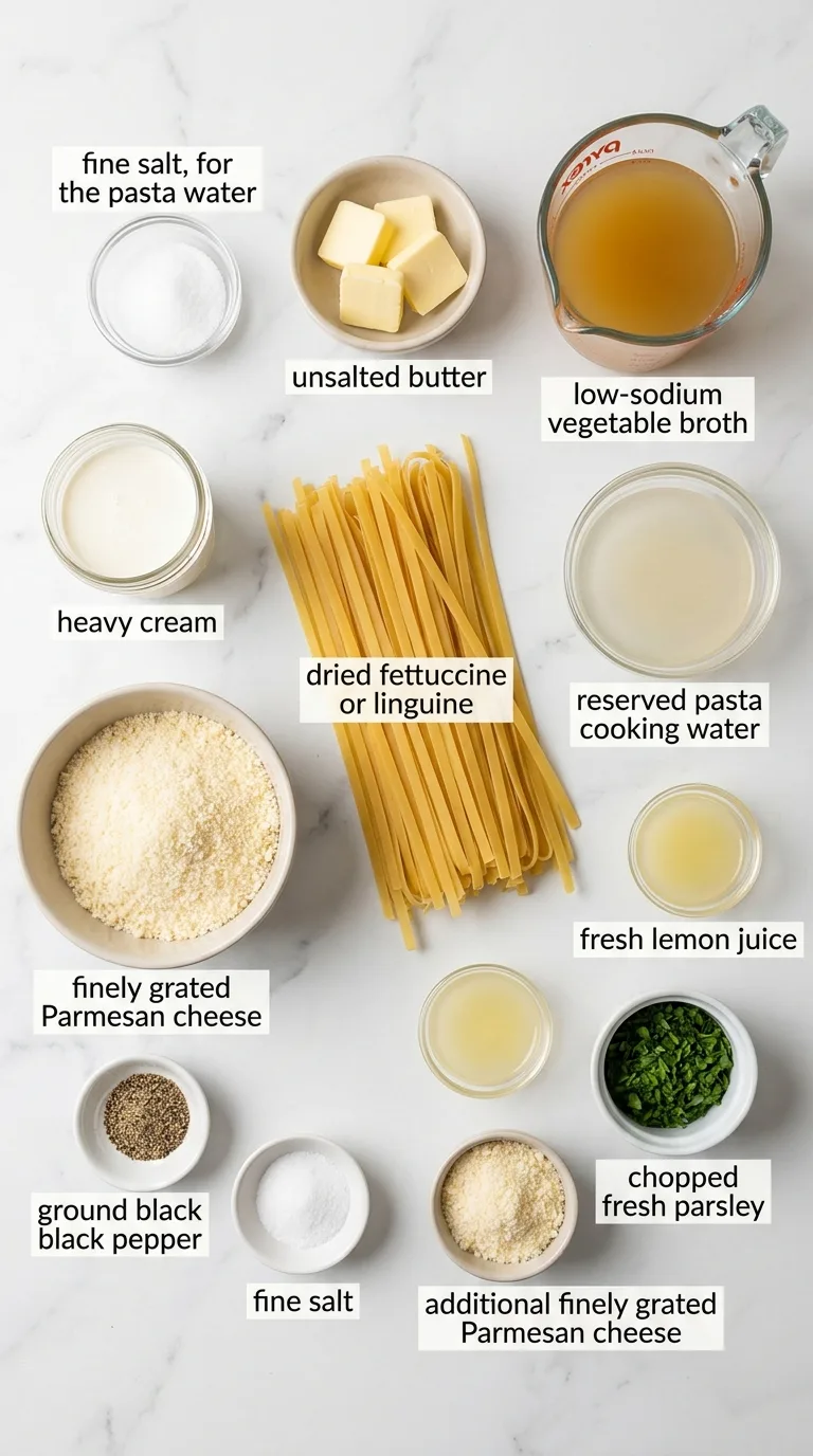 Creamy Garlic Parmesan Pasta ingredients