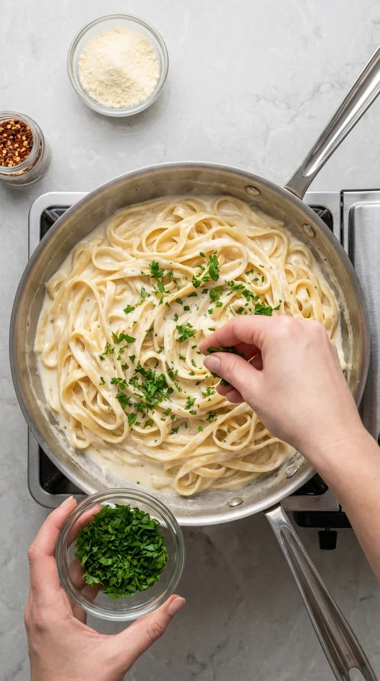 Creamy Garlic Parmesan Pasta step 14