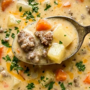 Creamy Hamburger Potato Soup finished recipe