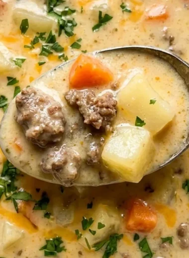 Creamy Hamburger Potato Soup finished recipe