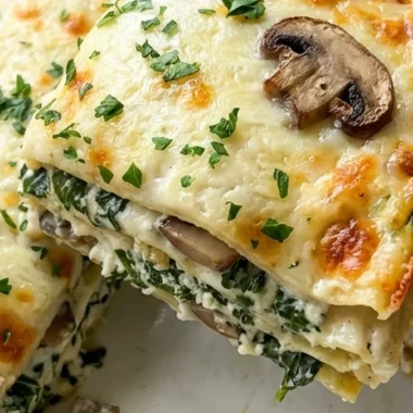Creamy Spinach & Mushroom Lasagna finished recipe
