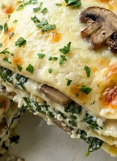 Creamy Spinach & Mushroom Lasagna