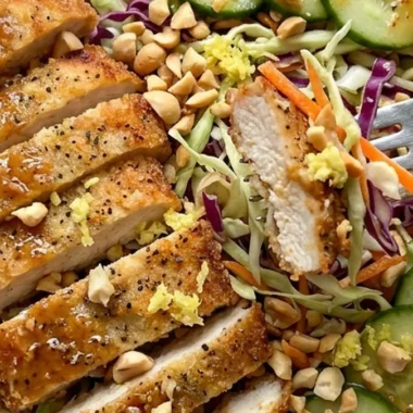 Crispy Cabbage Chicken Salad with Sesame Ginger Dressing finished recipe