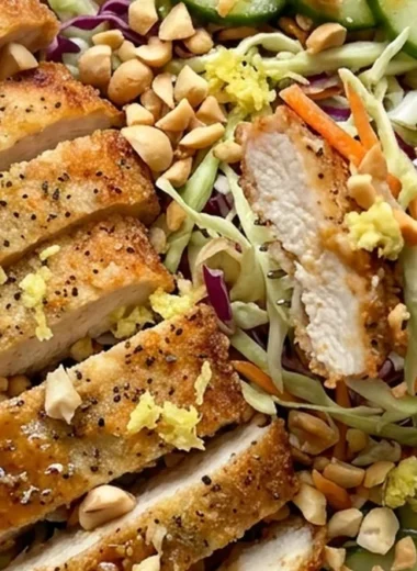 Crispy Cabbage Chicken Salad with Sesame Ginger Dressing finished recipe