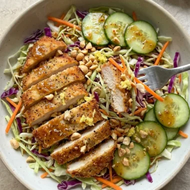 Crispy Cabbage Chicken Salad with Sesame Ginger Dressing finished recipe