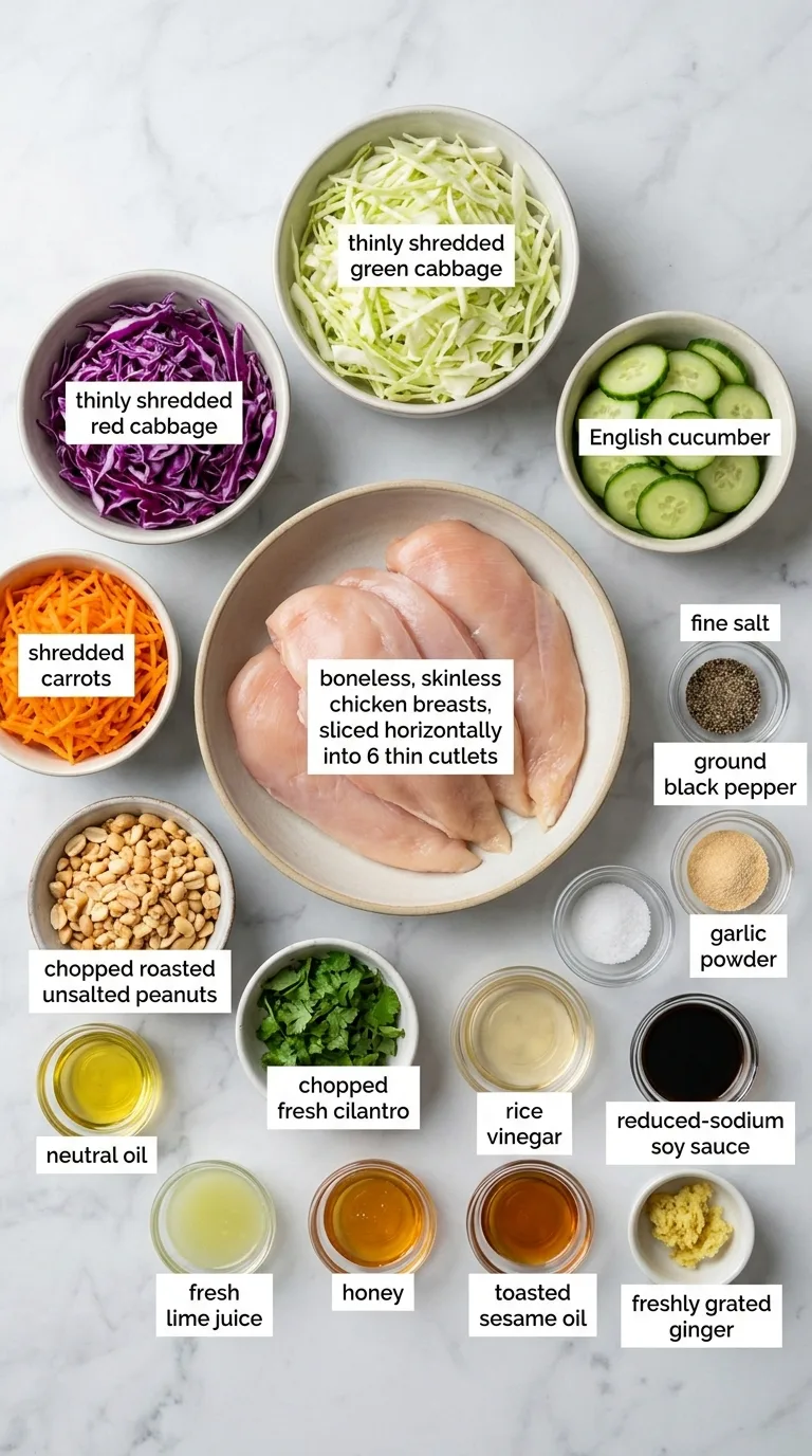 Crispy Cabbage Chicken Salad with Sesame Ginger Dressing ingredients