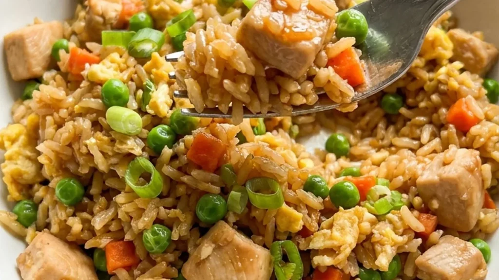 Crockpot Chicken Fried Rice finished recipe