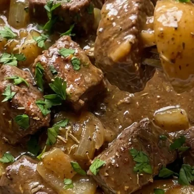 Crockpot Steak and Potatoes with Savory Gravy finished recipe