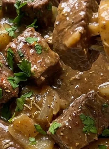 Crockpot Steak and Potatoes with Savory Gravy finished recipe