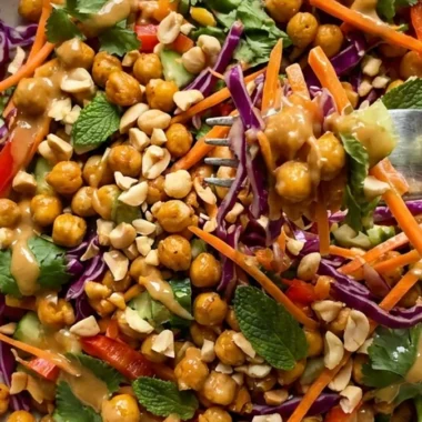 Crunchy Thai Chickpea Salad with Peanut Lime Dressing finished recipe