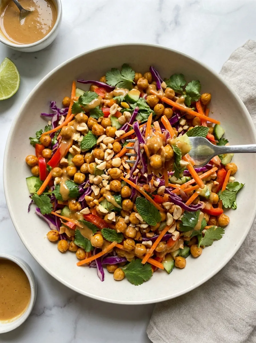 Crunchy Thai Chickpea Salad with Peanut Lime Dressing featured image