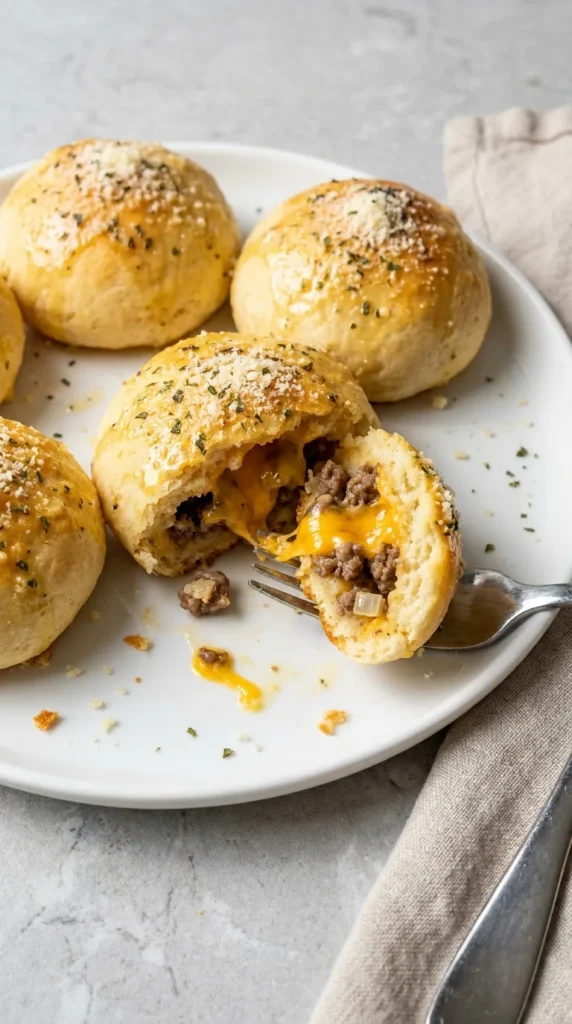 Delicious Garlic Parmesan Cheeseburger Bombs Recipe full finished recipe