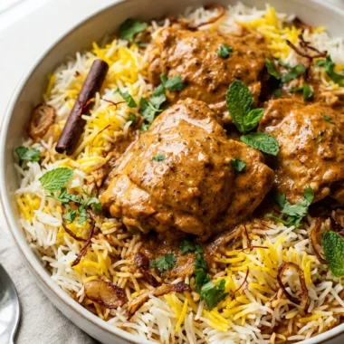 Fragrant Butter Chicken Biryani finished recipe