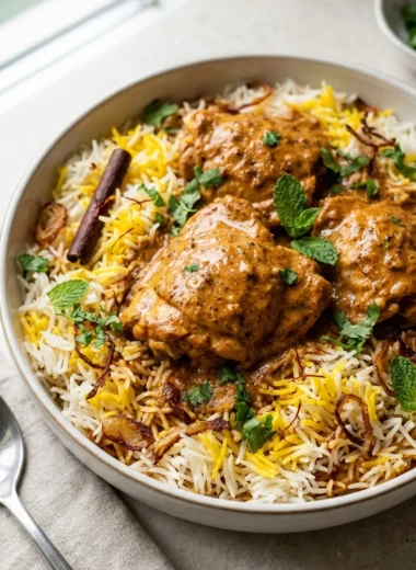 Fragrant Butter Chicken Biryani finished recipe