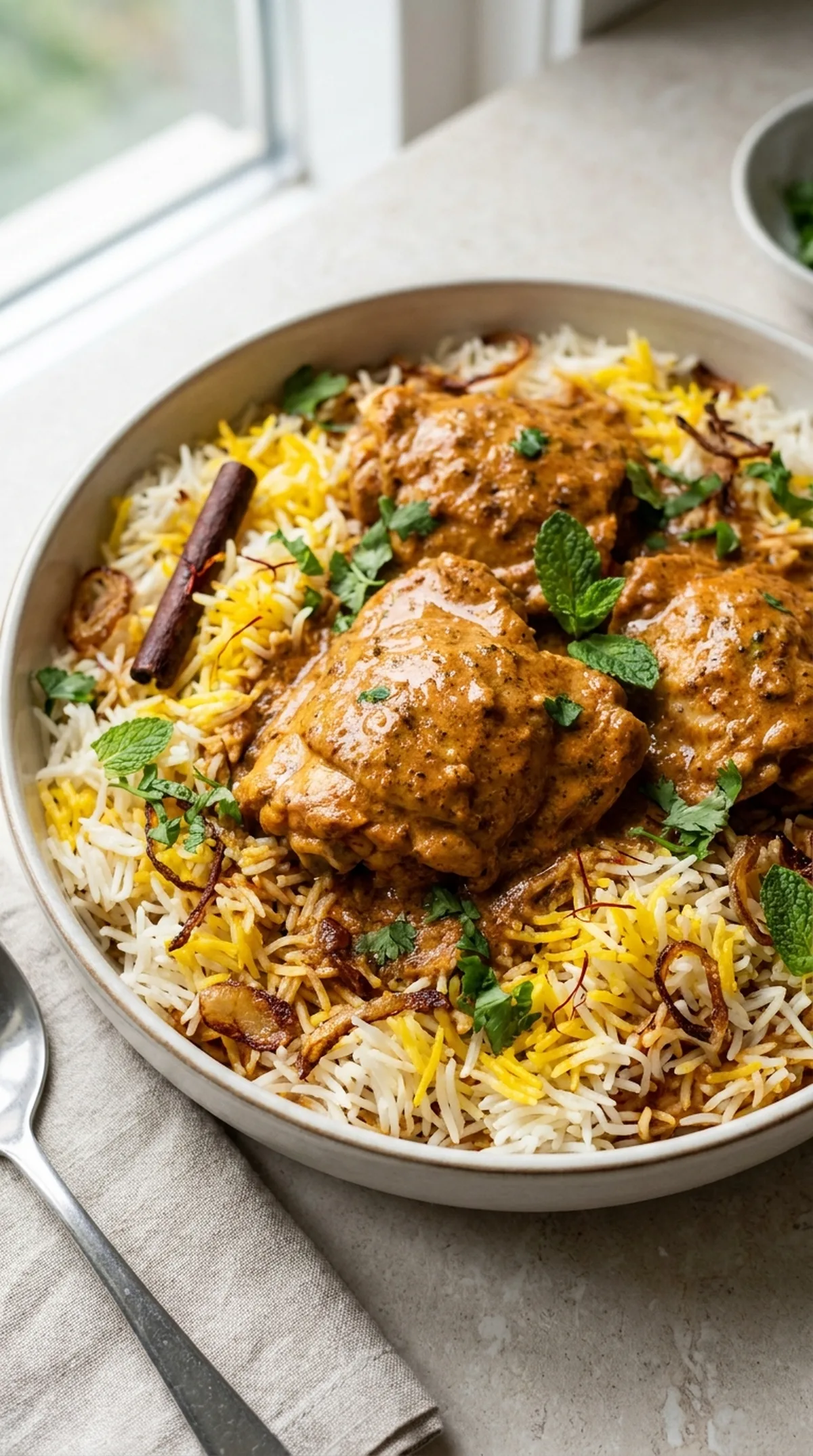 Fragrant Butter Chicken Biryani finished recipe