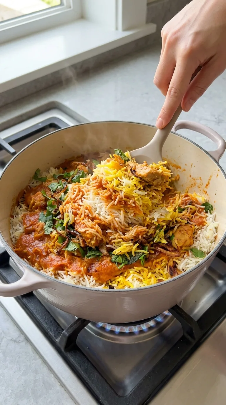 Fragrant Butter Chicken Biryani step 19