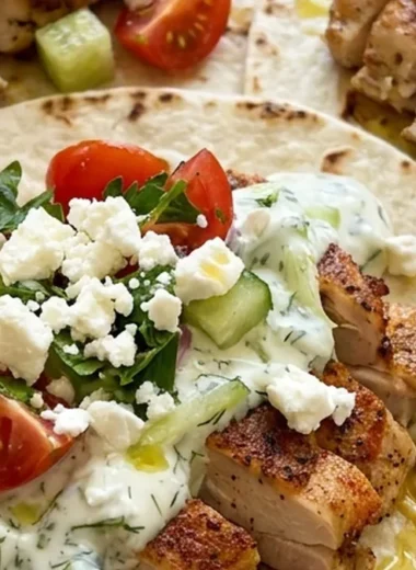Grilled Mediterranean Chicken Tacos finished recipe