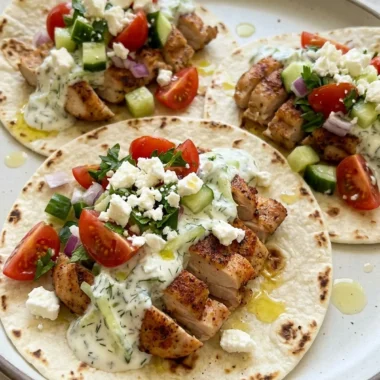 Grilled Mediterranean Chicken Tacos finished recipe