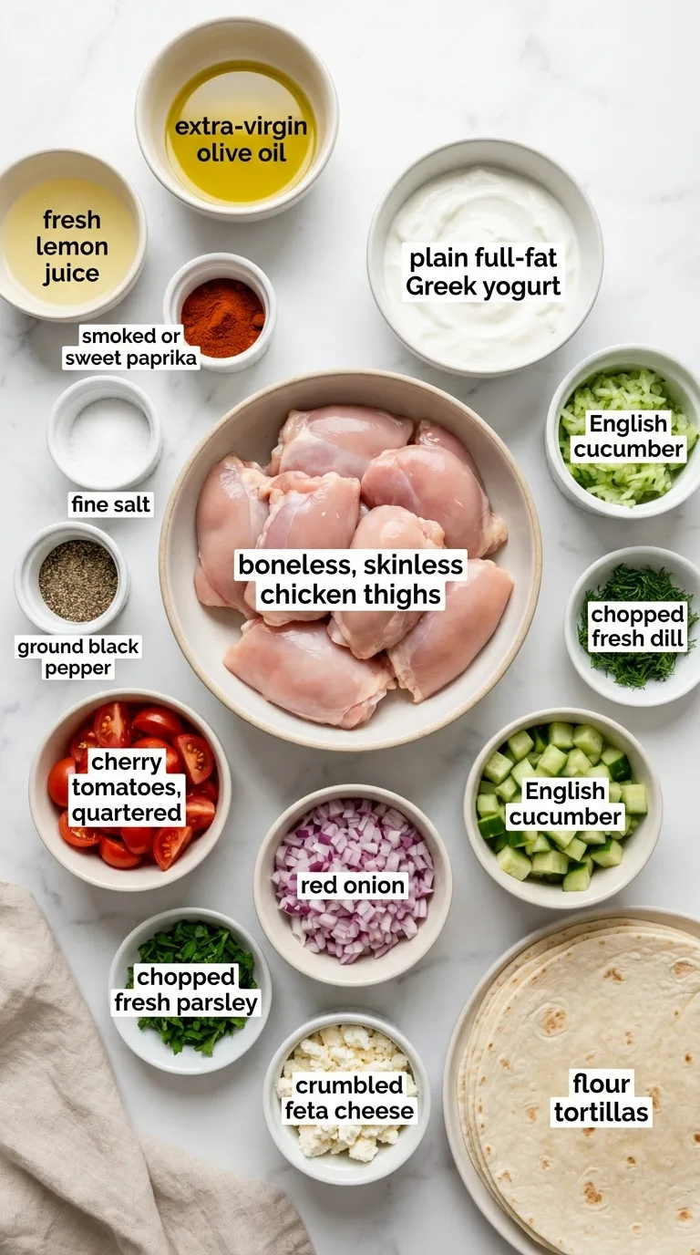 Grilled Mediterranean Chicken Tacos ingredients