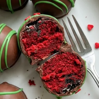 Grinchy Red Velvet Oreo Balls finished recipe