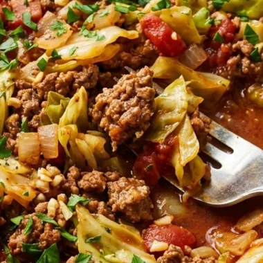 Ground Beef and Cabbage Skillet finished recipe