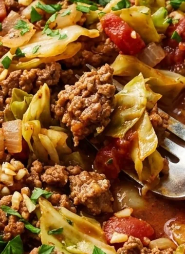 Ground Beef and Cabbage Skillet finished recipe