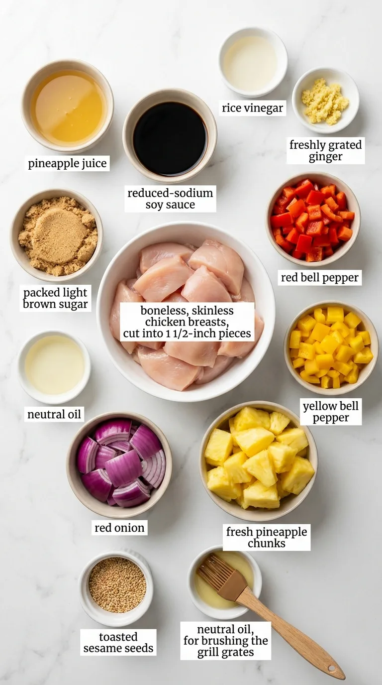 Hawaiian Chicken Skewers with Pineapple and Peppers ingredients