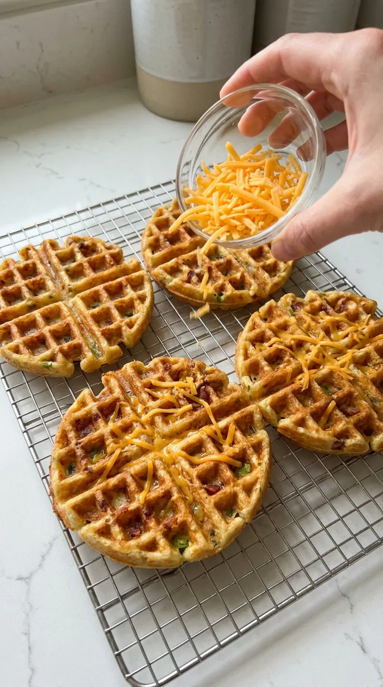 Loaded Cheesy Potato Waffles step 11