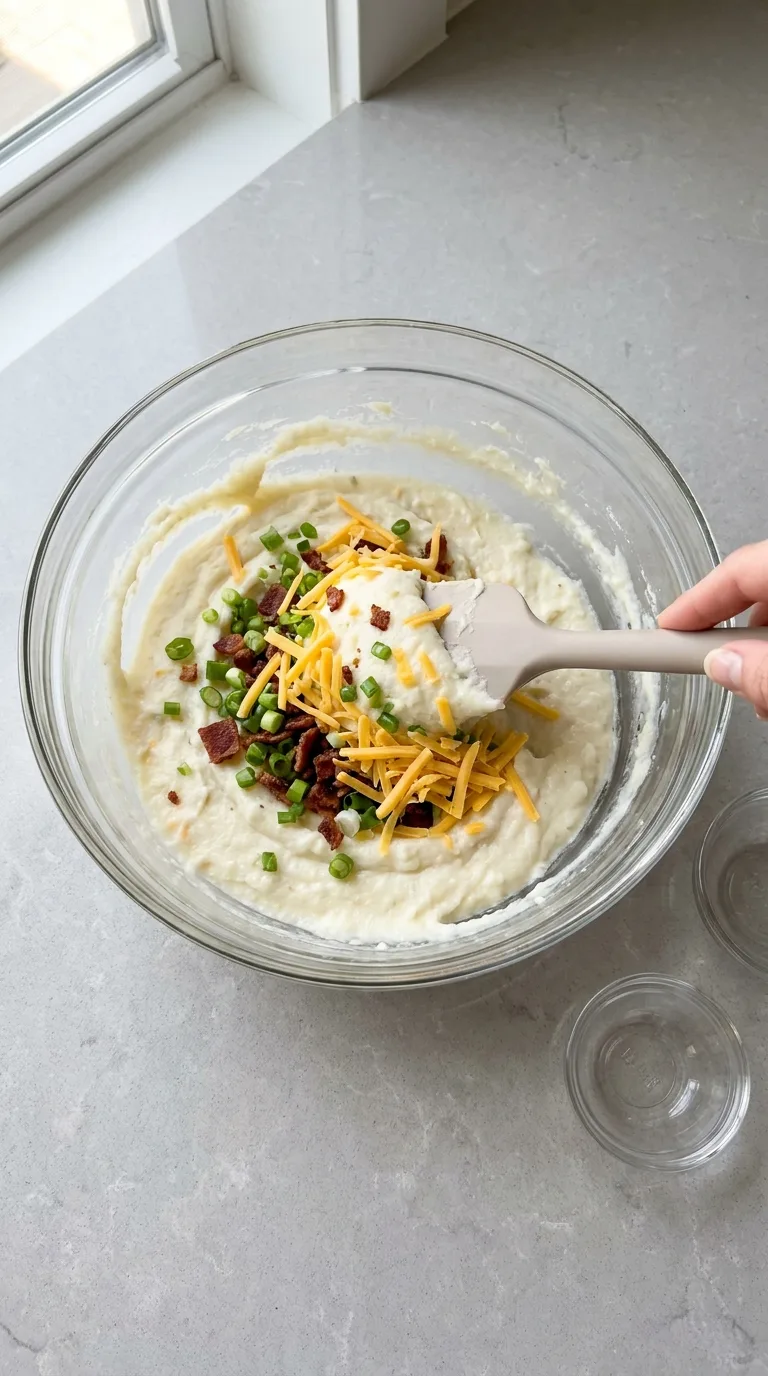 Loaded Cheesy Potato Waffles step 3