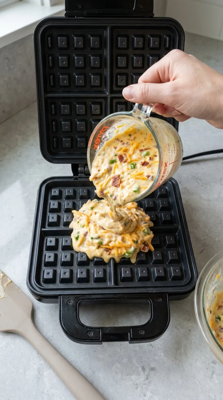 Loaded Cheesy Potato Waffles step 7