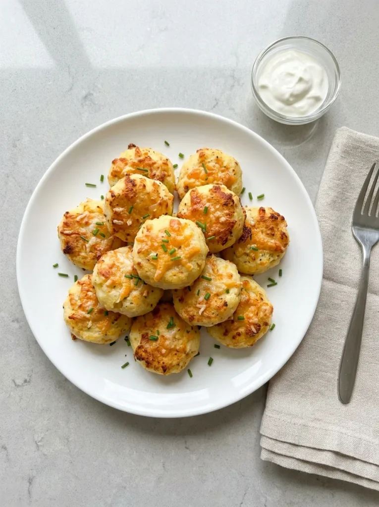 Mashed Potato Cheese Puffs with Cheddar and Parmesan full finished recipe