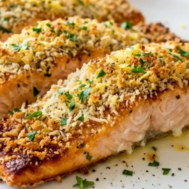 Parmesan Crusted Salmon with Lemon and Herbs finished recipe