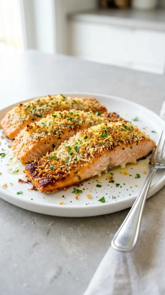 Parmesan Crusted Salmon with Lemon and Herbs full finished recipe