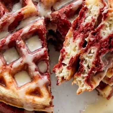 Red Velvet Marble Waffles finished recipe