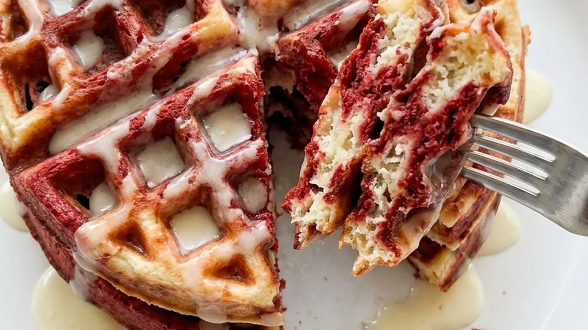 Red Velvet Marble Waffles finished recipe