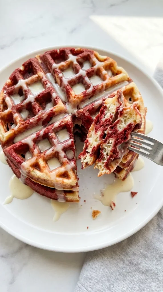 Red Velvet Marble Waffles full finished recipe