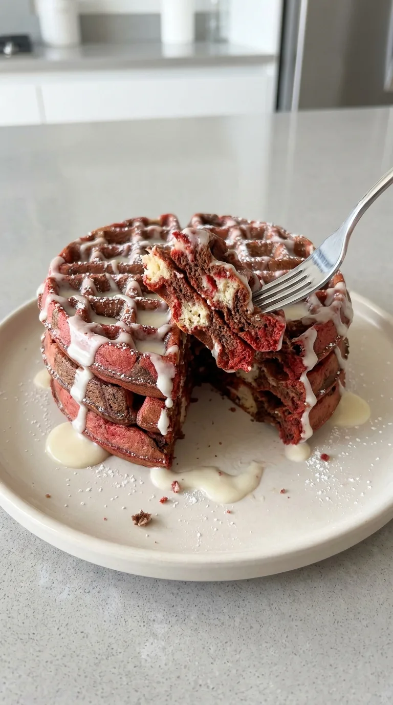 Red Velvet Marble Waffles final dish