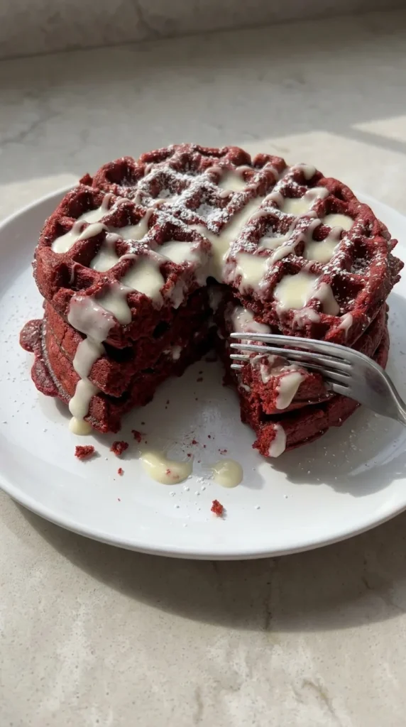 Red Velvet Waffles full finished recipe
