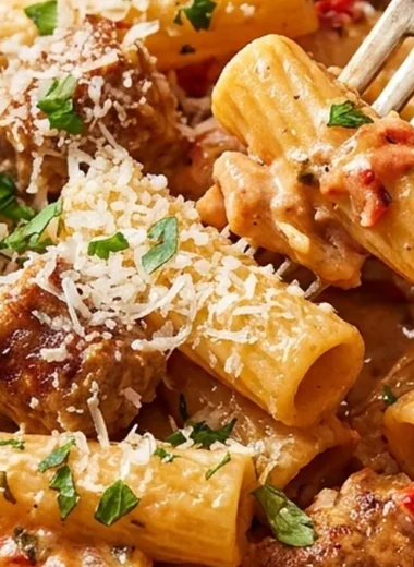 Rigatoni with Sausage in Creamy Tomato Sauce