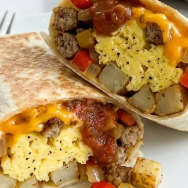 Sausage, Egg, and Potato Breakfast Burritos finished recipe