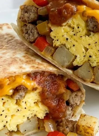 Sausage, Egg, and Potato Breakfast Burritos finished recipe